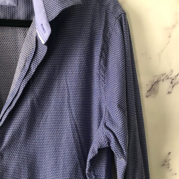 TRULY - SLIM FIT TEXTURED BUTTON DOWN SHIRT BLUE MENS MEDIUM - Picture 9 of 10